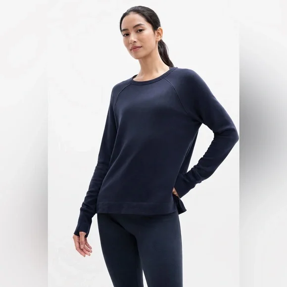 Athleta Coaster Luxe Recover Sweatshirt Navy Blue Small - Picture 1 of 5